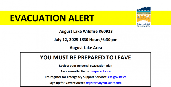 Snip of August Lake evac alert for eoc website
