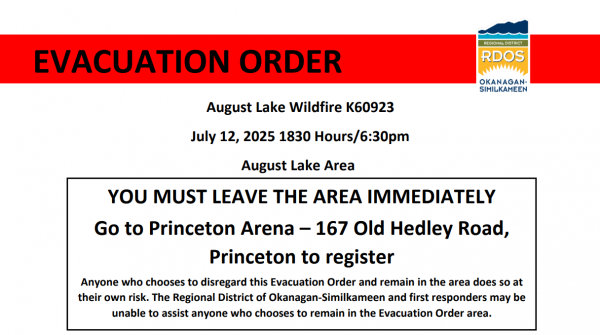 Snip of August Lake evac order for eoc website