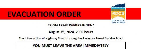 Evacuation ORDER Pasayten Area