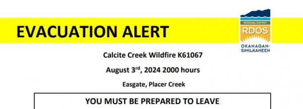 Evacuation ALERT Pasayten Area